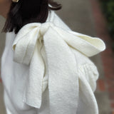 Puff Sleeve Knitted Tie Neck Sweater