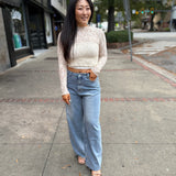 Cream Chelsea Lace L/Slv Knit Top