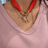 Game Day Bulldog Pendant Scarf Necklace
