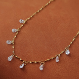 Elara Teardrop CZ Station Necklace