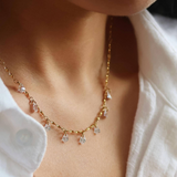 Elara Teardrop CZ Station Necklace