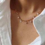 Elara Teardrop CZ Station Necklace