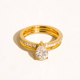 Emery 18K Gold Pear CZ Stack Ring