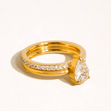Emery 18K Gold Pear CZ Stack Ring