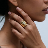 Evelyn Pearl Cross Signet Ring
