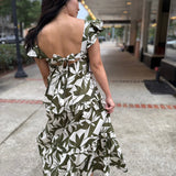 Emerald Canopy Ruffle Maxi Dress