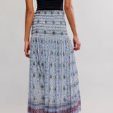 Ravenna Printed Maxi Skirt - Bluebird Combo