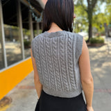 Charcoal Cable Knit Button Down Sweater Vest