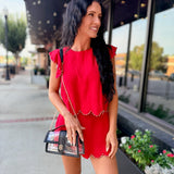 Sloane Studded Ruffle Sleeve Top