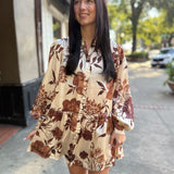 Coffee Cream Brown Reina Satin Dress
