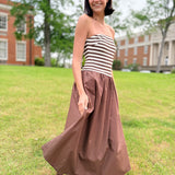 Mocha Coast Strapless Midi Dress