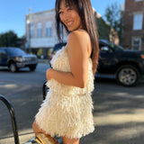 Feathered Elegance Mini Skirt