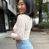 Cream Chelsea Lace L/Slv Knit Top