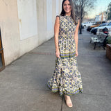 Floral Tiered Maxi Dress - Blue Multi