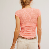 Ready to Go Lace Tee - Flamingo Pink