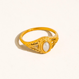 Genevieve 18K Gold Faux Pearl Filigree Ring