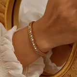 Gold Plated Stainless Steel Inlay Zircon Bracelet