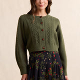 Green Vivienne Cable Knit Sweater