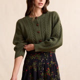 Green Vivienne Cable Knit Sweater