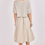 Grey Ivory Arden Stripe Boxy Crop Tshirt