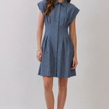 Textured Button Sleeveless Dress
