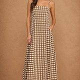 Thin Strap Gingham Maxi Dress