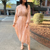 Blush Multi Animal Print Chiffon with Lurex Pleated Dress