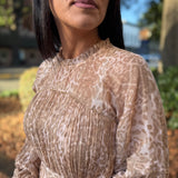 Blush Multi Animal Print Chiffon with Lurex Pleated Dress