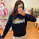 Navy Graphic Crewneck Sweatshirt