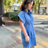 Textured Button Sleeveless Dress