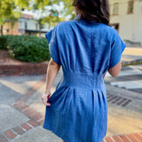 Textured Button Sleeveless Dress