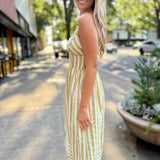 Perle 2 Tone Pipped Sweetheart Neck Midi Dress - Sage/Off White