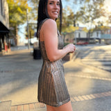 Golden Glam Party Jacquard Romper