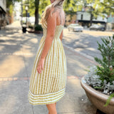 Perle 2 Tone Pipped Sweetheart Neck Midi Dress - Sage/Off White