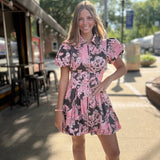 Mocha Blossom Bubble Hem Dress