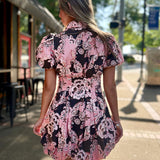 Mocha Blossom Bubble Hem Dress