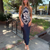 Citrine Midi Dress - Raven Combo
