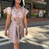 Aly Champagne PU Mini Dress