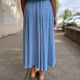 French Blue Crop Top and Midi Skirt Set