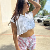 Candy Stripe Cotton Shorts