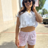 Candy Stripe Cotton Shorts