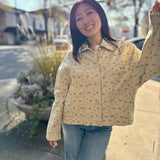 Taupe Textured Button Down Blouse