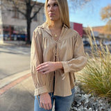 Taupe Button Front Tunic Blouse