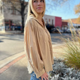 Taupe Button Front Tunic Blouse