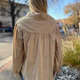 Taupe Button Front Tunic Blouse