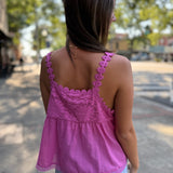 Stevie Lace Tank - Hibiscus Pink
