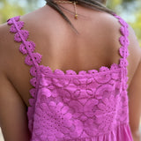 Stevie Lace Tank - Hibiscus Pink
