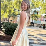 Butter Structured Square Neck Flared Mini Dress