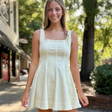 Butter Structured Square Neck Flared Mini Dress