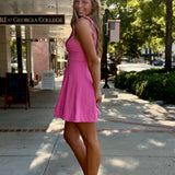 Candy Pink Self-Tie Strap Fit-And-Flare Dress